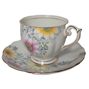 Bell Bone China Sunflower Vintage Teacup & Saucer